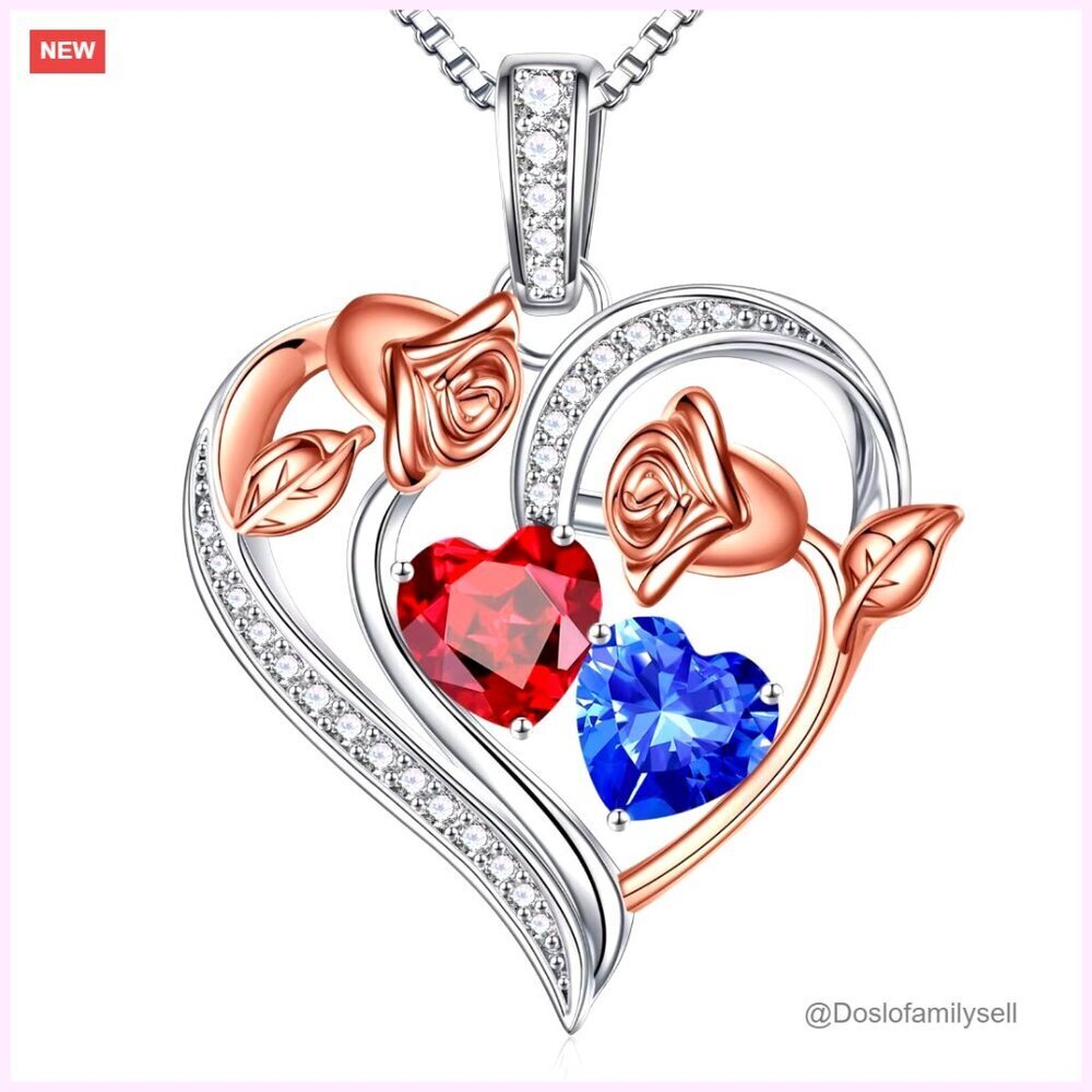 Sterling Silver Rose Heart Pendant Necklace Elegant Minimal Chic Jewelry Gift